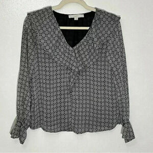 LOFT Petite Ruffled V-neck top | size XXSP